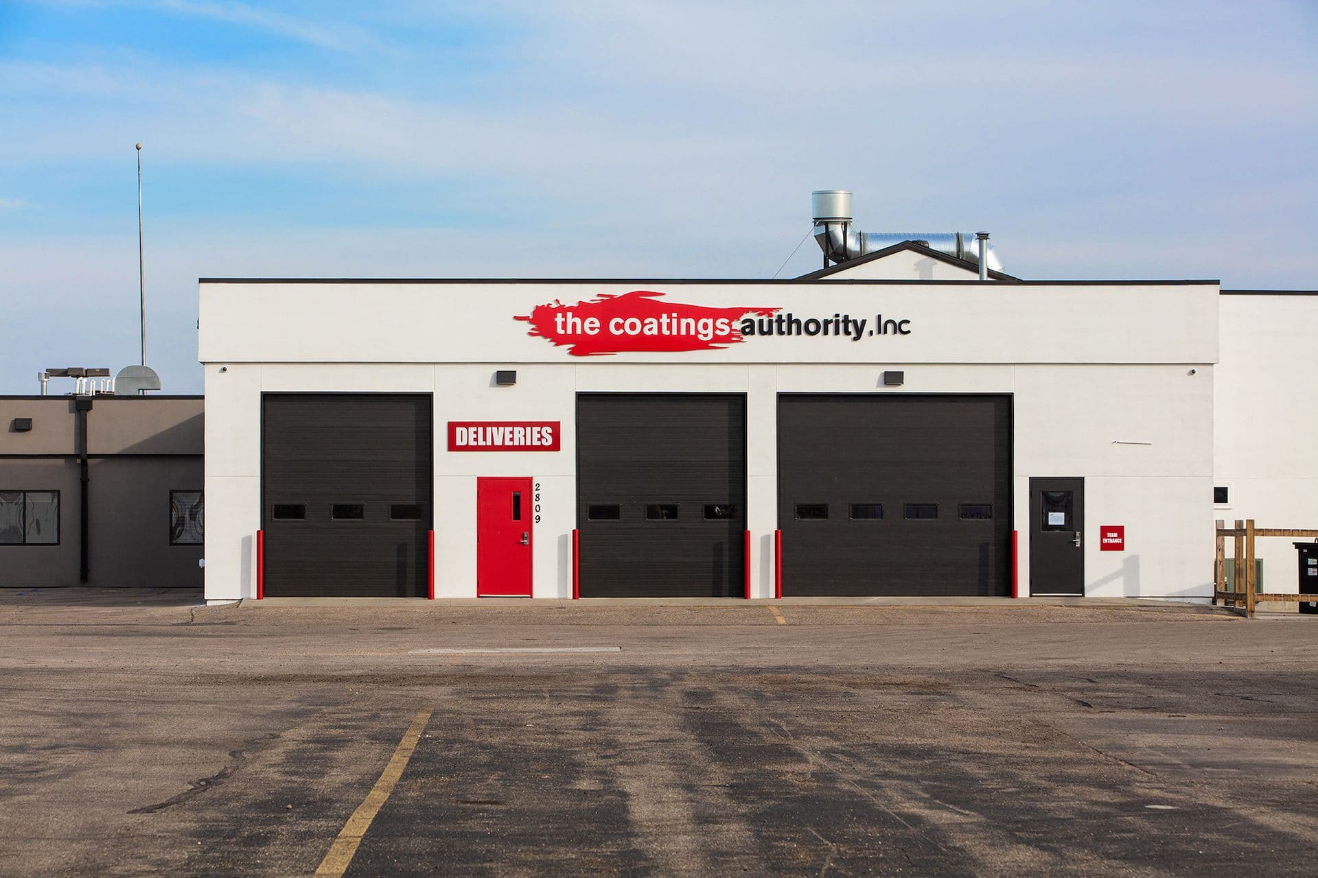 The exterior of the Coatings Authority warehouse.